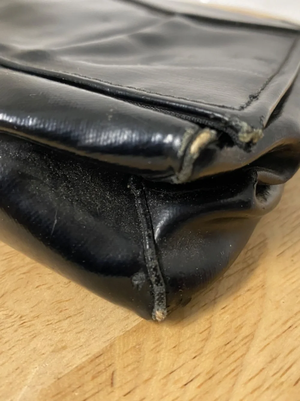 VIntage Black Purse • Fabric Handle With Ball Flap Close • Internal Coin Purse